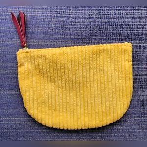 Ipsy corduroy mustard yellow and wine colored make up pouch
